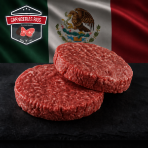 Carne molida con bandera mexicana de fondo
