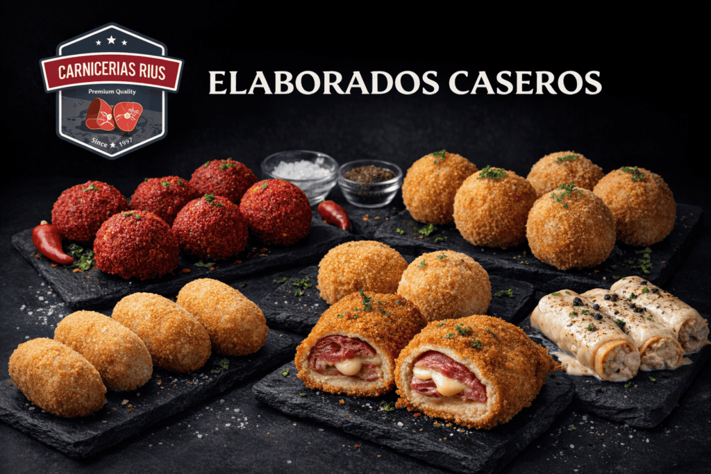 Variedad de croquetas y canelones caseros elaborados