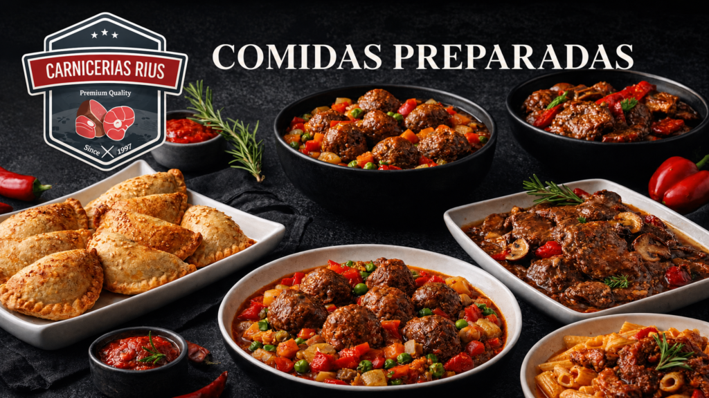 Comidas preparadas: empanadas, albóndigas, guisos variados.