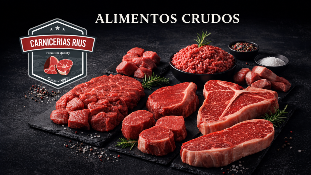 Piezas variadas de carne roja cruda en bandeja.
