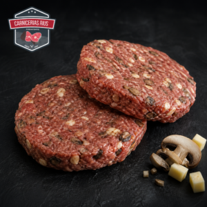 Hamburguesas gourmet con champiñones y queso