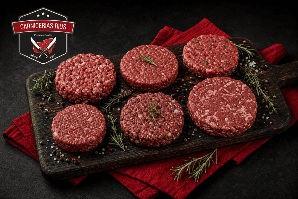 hamburguesas caseras crudas listas para cocinar, Carnicería Rius