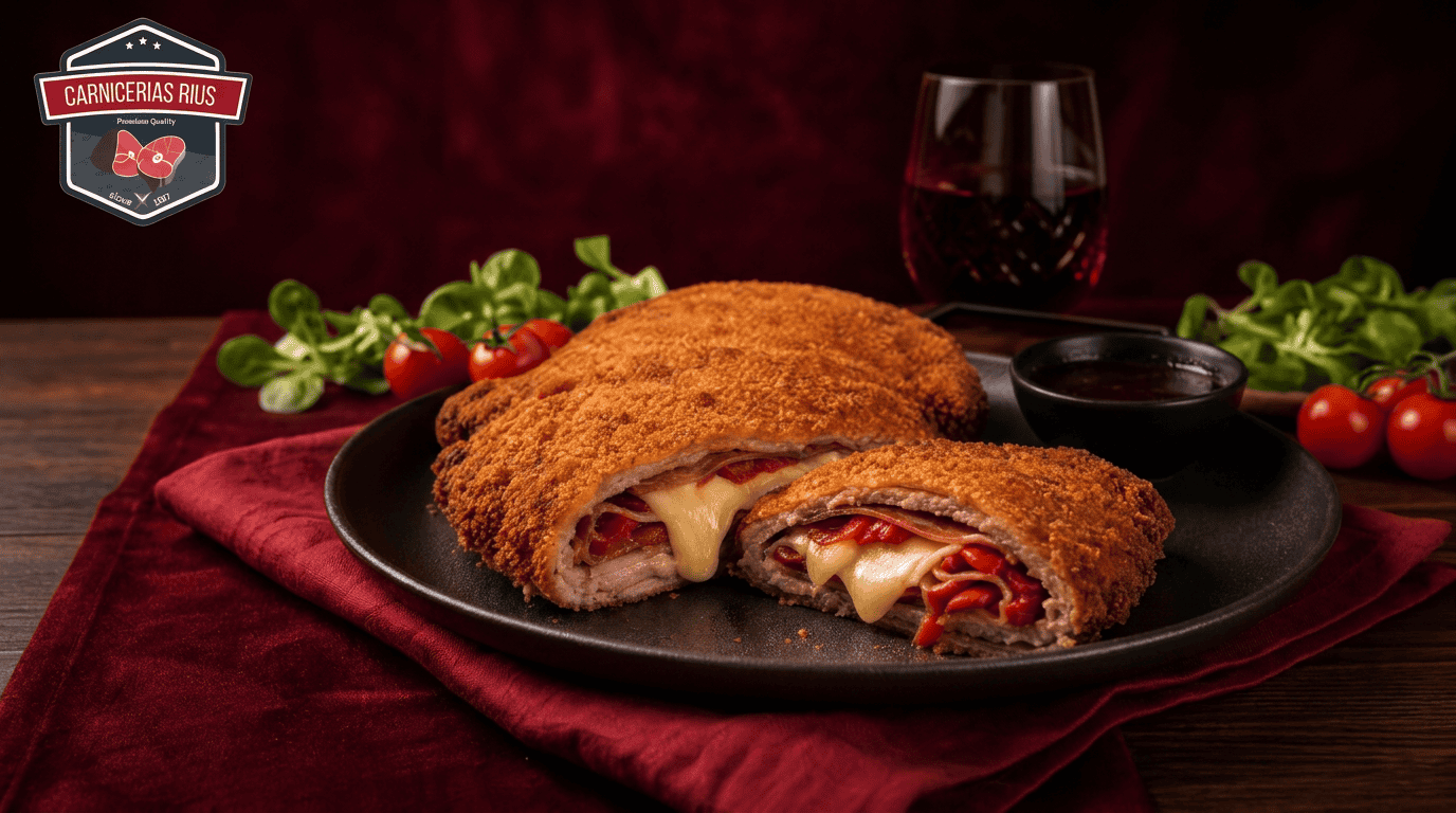 Cachopo casero relleno de jamón y queso cortado, Carnicería Rius Barcelona