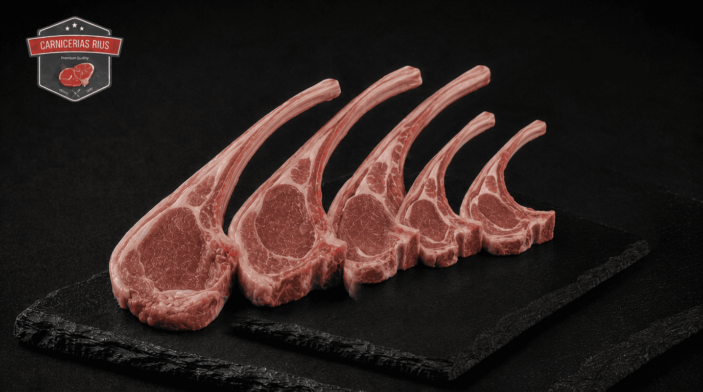 Chuletas de cordero en tabla negra