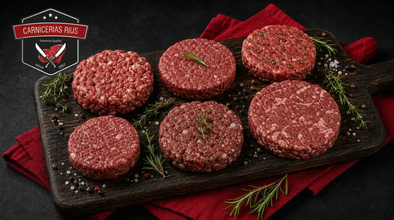 hamburguesas caseras crudas listas para cocinar, Carnicería Rius