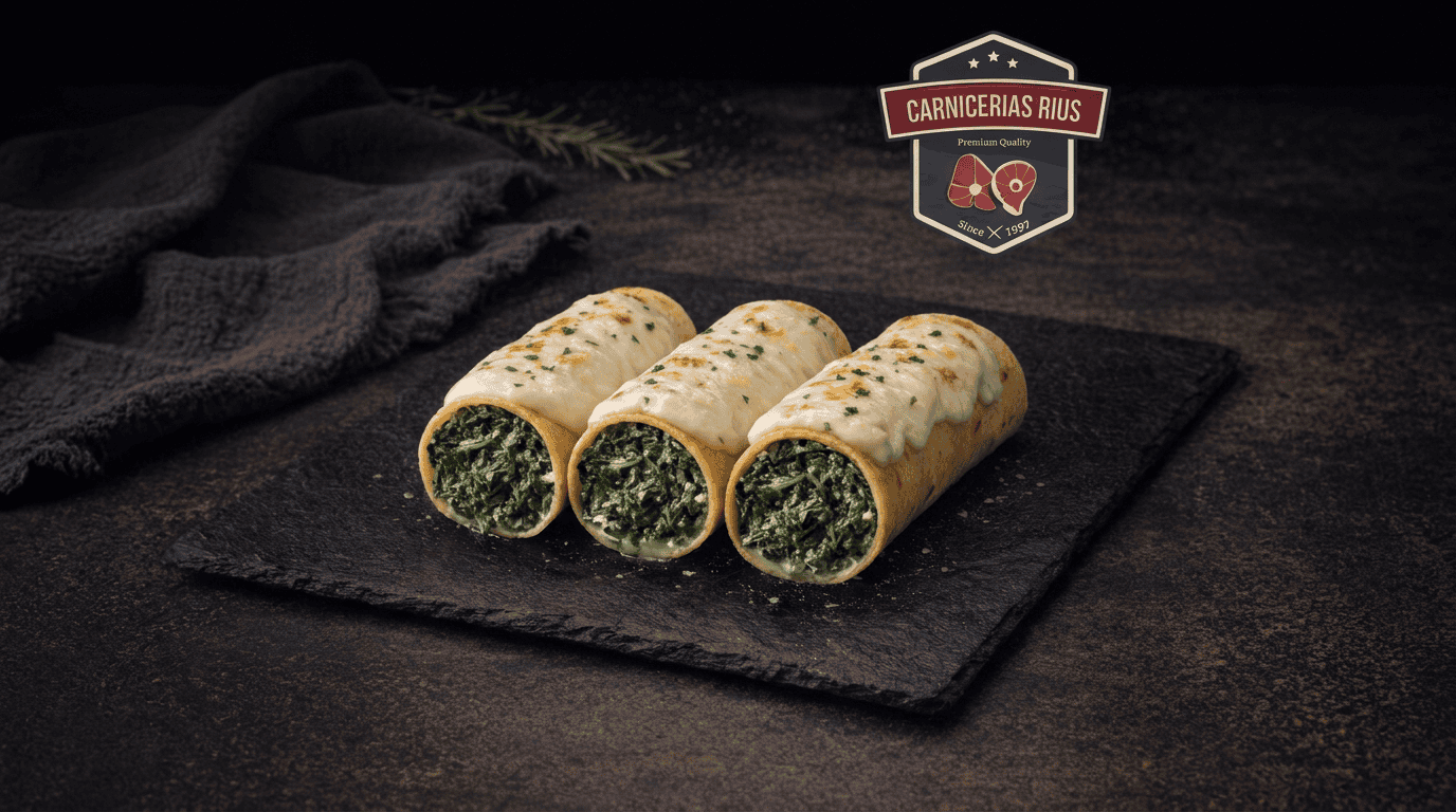Canelones de espinacas gratinados en Carnicería Rius