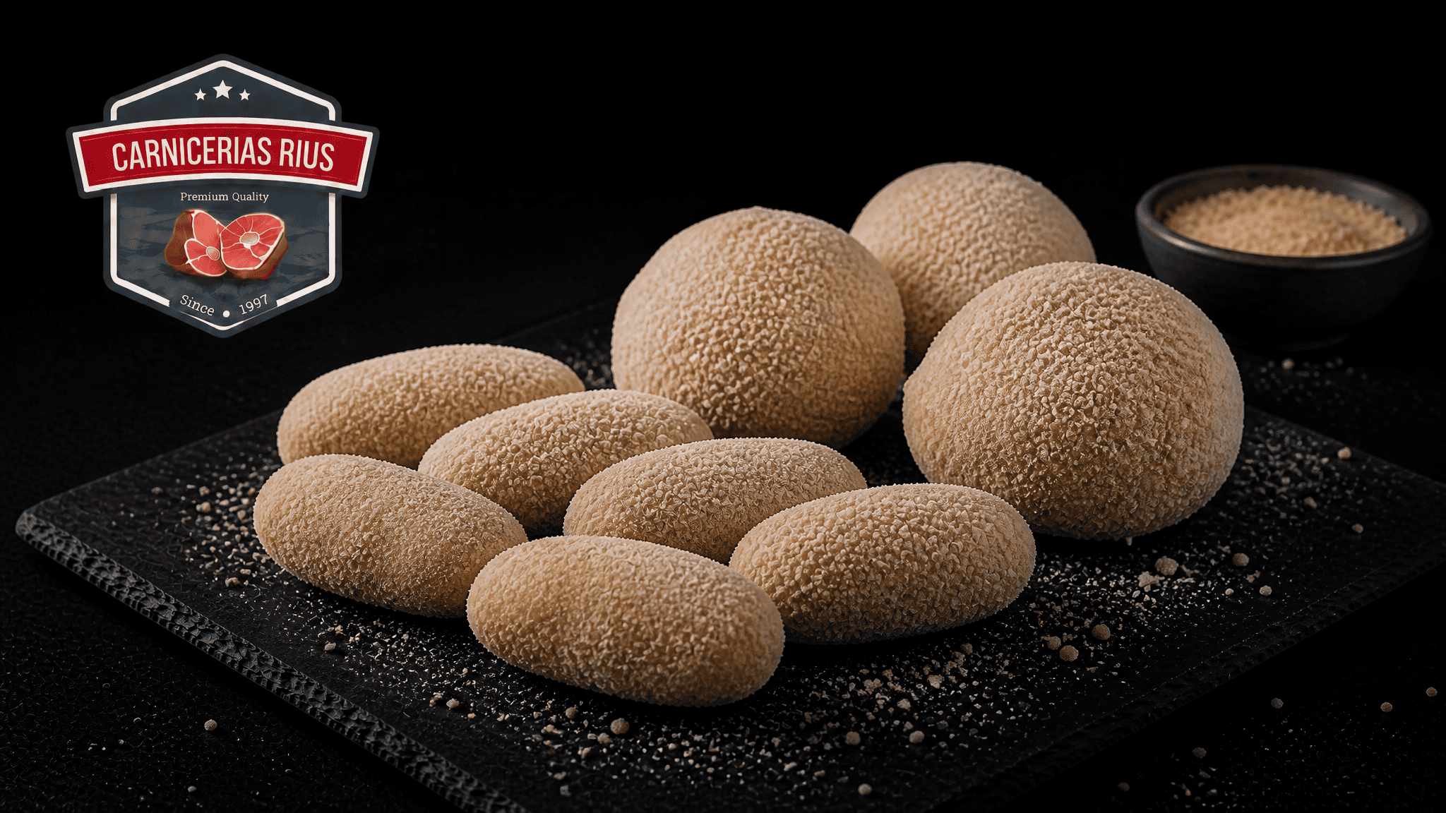 Croquetas y bombas congeladas listas para cocinar en freidora de aire