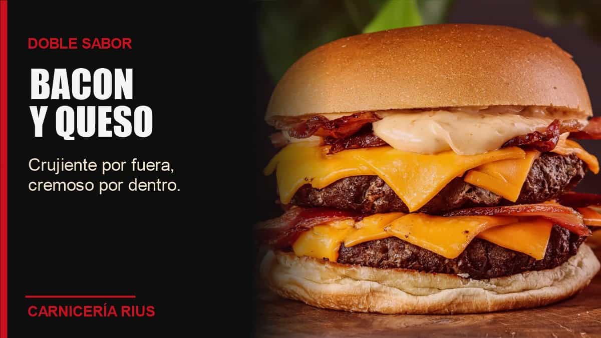 Hamburguesa artesanal de bacon y queso, una de las hamburguesas artesanales en Barcelona de Carnicería Rius